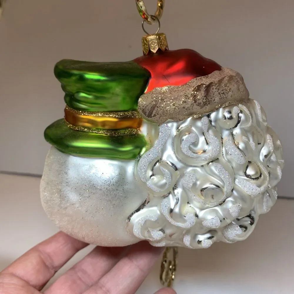 Glass Christmas Ornament Poland Santa Claus Snowman Holiday 5” Decoration